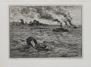 The Boat Trip: The Steamboats avagy Vigyázz a gőzösökre, 1861. alkotó: Charles Francois Daubigny