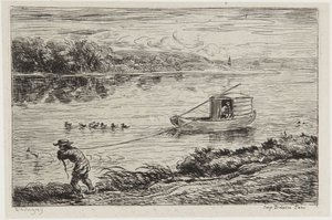 A hajósinas húzza a kötelet alkotó: Charles Francois Daubigny