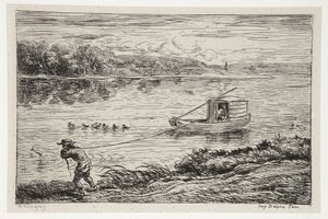 A kabinfiú húzza a kötelet alkotó: Charles Francois Daubigny