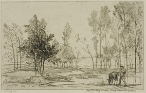 A szamár az öntözőhelyen alkotó: Charles Francois Daubigny