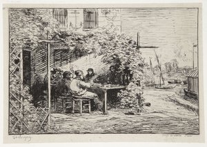 Búcsúreggeli Asnières-ben alkotó: Charles Francois Daubigny
