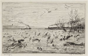 A halak örülnek a hajósinas távozásának alkotó: Charles Francois Daubigny