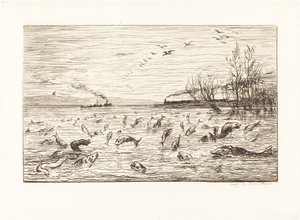 A halak örülnek, amikor a kabinfiú elmegy (Rejouissances de poissons du depart du mo alkotó: Charles Francois Daubigny