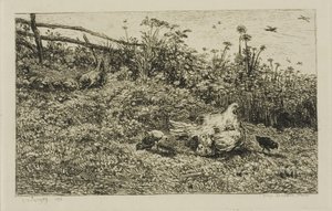 A Tyúk és csibéi alkotó: Charles Francois Daubigny
