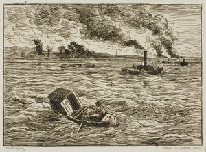 The Steamboats (Steamy Harbor) alkotó: Charles Francois Daubigny
