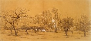 Kilátás egy gyümölcsösre Saint-Denisben, 19. század közepe alkotó: Charles Francois Daubigny
