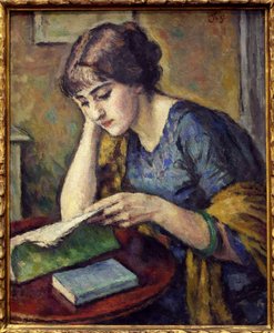 Olvasás. Charles Guerin (1875-1939) festménye, Olaj, vászon