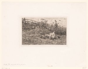 Kip kuikeneket rak A tyúk és a csibéi alkotó: Charles François Daubigny (attributed to)