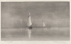 Untitled Harbor Scene with Sailboats, c. 1900.