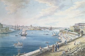 The Grand Harbour, Valletta, Málta (wc) alkotó: Charles Frederick de Brocktorff