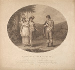 Rosalind, Celia és Orlando – „As You Like It”, III. felvonás, II. jelenet alkotó: Charles Gauthier Playter