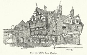 Bear and Billet Inn, Chester (litográfia) alkotó: Charles George Harper