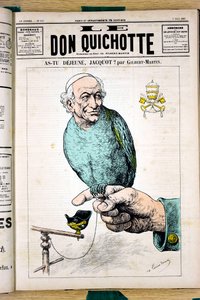 „Le Don Quijote” borítója, 672. szám, színes szatirikus alkotó: Charles Gilbert Martin