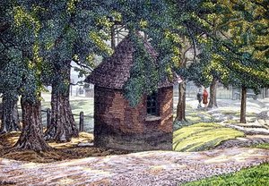 A tavak mellett, Hampstead (toll és tinta mosással) alkotó: Charles Ginner