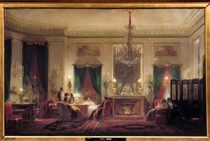 Mathilde Letizia Bonaparte hercegnő (1820-1904) szalonja, rue de Courcelles Sebastien Charles Giraud (1819-1892) festménye 1859 V. 0,63x1m. Compiegne, kastélymúzeum - Mathilde Letizia Bonaparte hercegnő (1820-1904) kastélyának belseje, a Rue