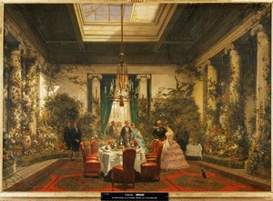 I. Napóleon testvérének, Jeromos királynak a lánya, Mathilde hercegnő ebédlője... (olaj, vászon) alkotó: Charles Giraud