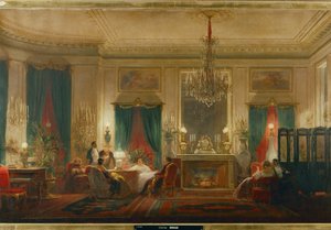 Mathilde hercegnő, Jeromos király és Katalin württembergi királyné lányának szalonja a párizsi rue de Courcelle-en ... (olaj, vászon) alkotó: Charles Giraud