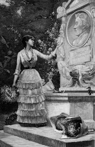 Ms. Blanche Baretta (Baretta) (szül. 1855) a Comedie Francaise-ből, Francois Coppee úr verseit mondja Corot emlékműve előtt Ville d