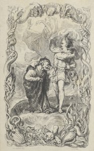 Illusztráció a viharhoz: Caliban, Ferdinand és Ariel, 1836. alkotó: Charles Gray