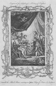 Edward, a Fekete Herceg, aki John, Franciaország királyára, a foglyára vár, 1773. alkotó: Charles Grignion