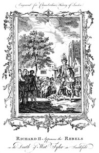 II. Richárd király megnyugtatja a lázadókat Wat Tyler halálakor, Smithfieldben, 19. század. alkotó: Charles Grignion
