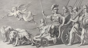 Mars egy szekéren, amelyet három oroszlán húzott, 1749.