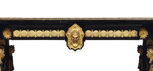 Napóleon III asztal, tervezte Jean Brandely, intarzia: E. Varlot, Párizs, 1850-75 körül (ormolu, aranyozott réz, ébenfa és platán) alkotó: Charles-Guillaume Diehl