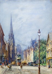 The Nethergate, Dundee néz Nyugatra, 1917 körül (akvarell) alkotó: Charles Gustav Louis Phillips