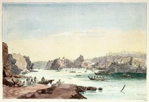 Muscat patak (Omán). Charles Hamilton Smith alezredes (1776-1859) festménye. alkotó: Charles Hamilton Smith
