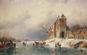 Fagyott téli jelenet, 19. század