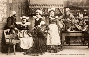 Régi képeslap/Breton család/Bretagne/Franciaország