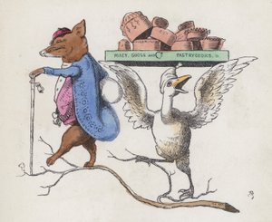 Foxey, Goose & Co, cukrászsütemények (színes gravírozás) alkotó: Charles Henry (after) Bennett
