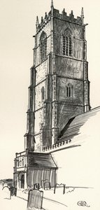 Egy merőleges templomtorony, Winterton, Norfolk, 1931