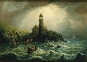 Tengerre néző kilátás a Cape Poge világítótoronyra alkotó: Charles Hubbard