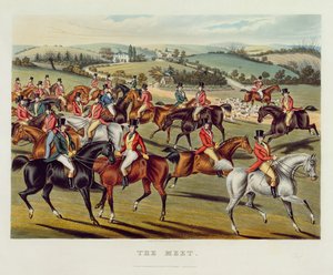 „The Meet”, I. tábla a „Fox Hunting”-ból, 1838 (kézzel színezett akvatinta)