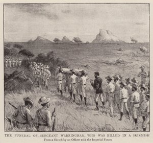 Warringham őrmester temetése, akit egy csatában öltek meg (metszet) alkotó: Charles J. (after) Staniland