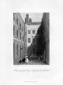 A Royal Society által elfoglalt ház, Crane Court, Fleet Street, 1678-1760, 1840