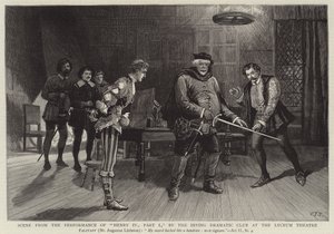 Jelenet IV. Henrik előadásából, I. rész, az Irving Dramatic Club a Lyceum Theatre-ben alkotó: Charles J. Staniland