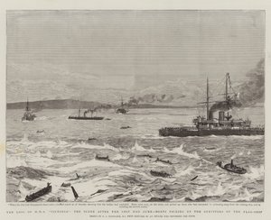 A HMS Victoria elvesztése, a Hajó elsüllyedése utáni jelenet, A zászlóshajó túlélőit felszedő csónakok