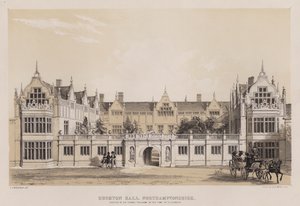 Rushton Hall, Northamptonshire, Sir Thomas Tresham építette, Elizabeth idejében (színes litó) alkotó: Charles James Richardson