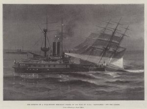 A HMS Sanspareil elsüllyesztette egy 1400 tonnás, teljesen felszerelt kereskedelmi hajót a Lizard mellett alkotó: Charles John de Lacy