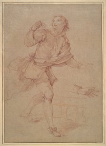 Tanulmány egy fiatal férfiról, tanulmány a kárpit számára, Sancho alkotó: Charles Joseph Natoire