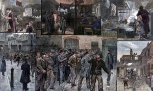 Szorongás London East End-én, 1886. alkotó: Charles Joseph Staniland