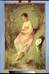 Fiatal lány fészekkel, 1860-as évek vége alkotó: Charles Joshua Chaplin