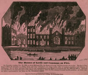 A Lordok és Alsók Háza lángokban áll, 1834. október 16-án