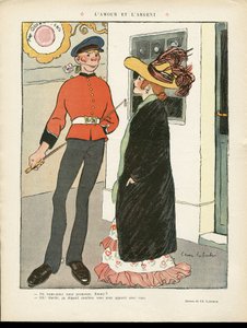 Illusztráció: Chas-Laborde (1886-1941) a Le Lire-ben, 27/07/27 - Szerelem és pénz - Anglia, Nagy-Britannia, Szerelem, Divat, Kalap