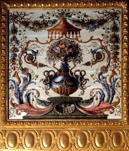A Chateau de Vaux Le Vicomte (Vaux-le-Vicomte) étkezőjének dísztáblája. Charles Lebrun (Le Brun) festménye (1619-1690) 1656 Chateau de Vaux-le-Vicomte in Seine et Marne. alkotó: Charles Le Brun