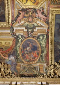A törökök magyarországi veresége a királyi csapatok által 1664-ben, Mennyezetfestmény a Galerie des Glacesből alkotó: Charles Le Brun