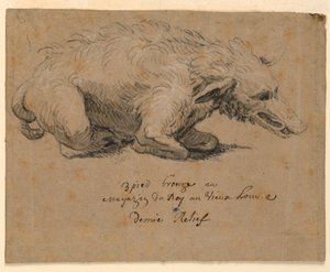 Rajz, szökőkútrajz vaddisznóval, 1670 körül. alkotó: Charles Le Brun