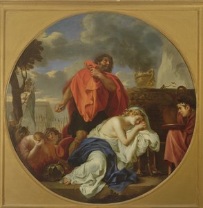 Jefte feláldozni készül a lányát (olaj, vászon) alkotó: Charles Le Brun